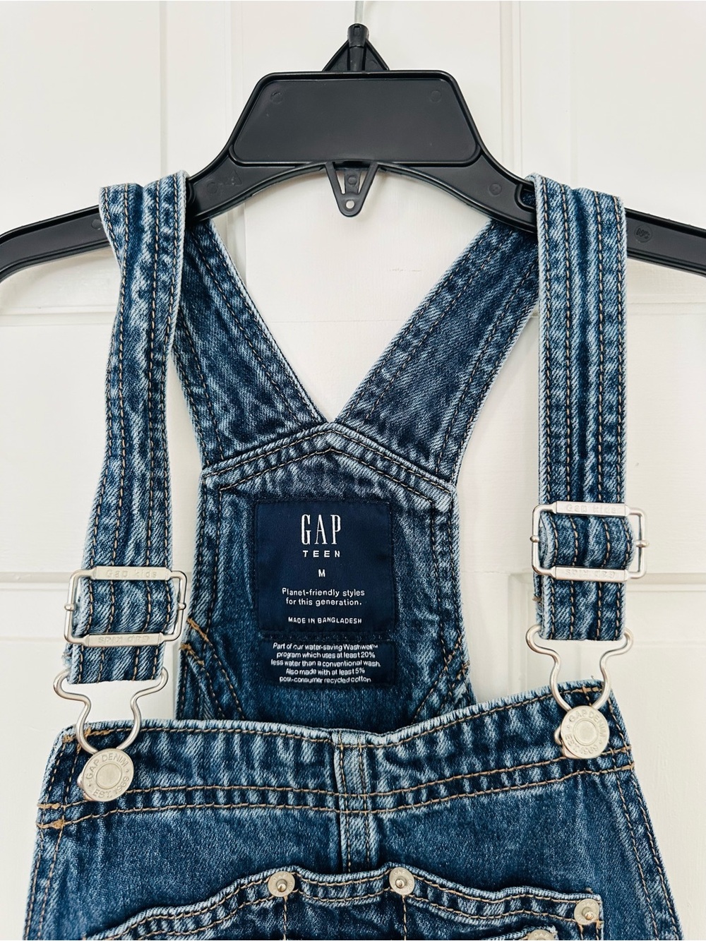 Gap Kids Medium-Wash Denim Overall Straight-Leg Pants Sz M (8-9) - Picture 2 of 9